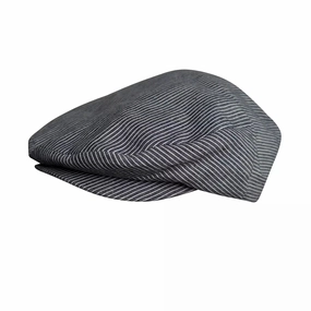 Jersey Gray Striped Linen Flat Cap