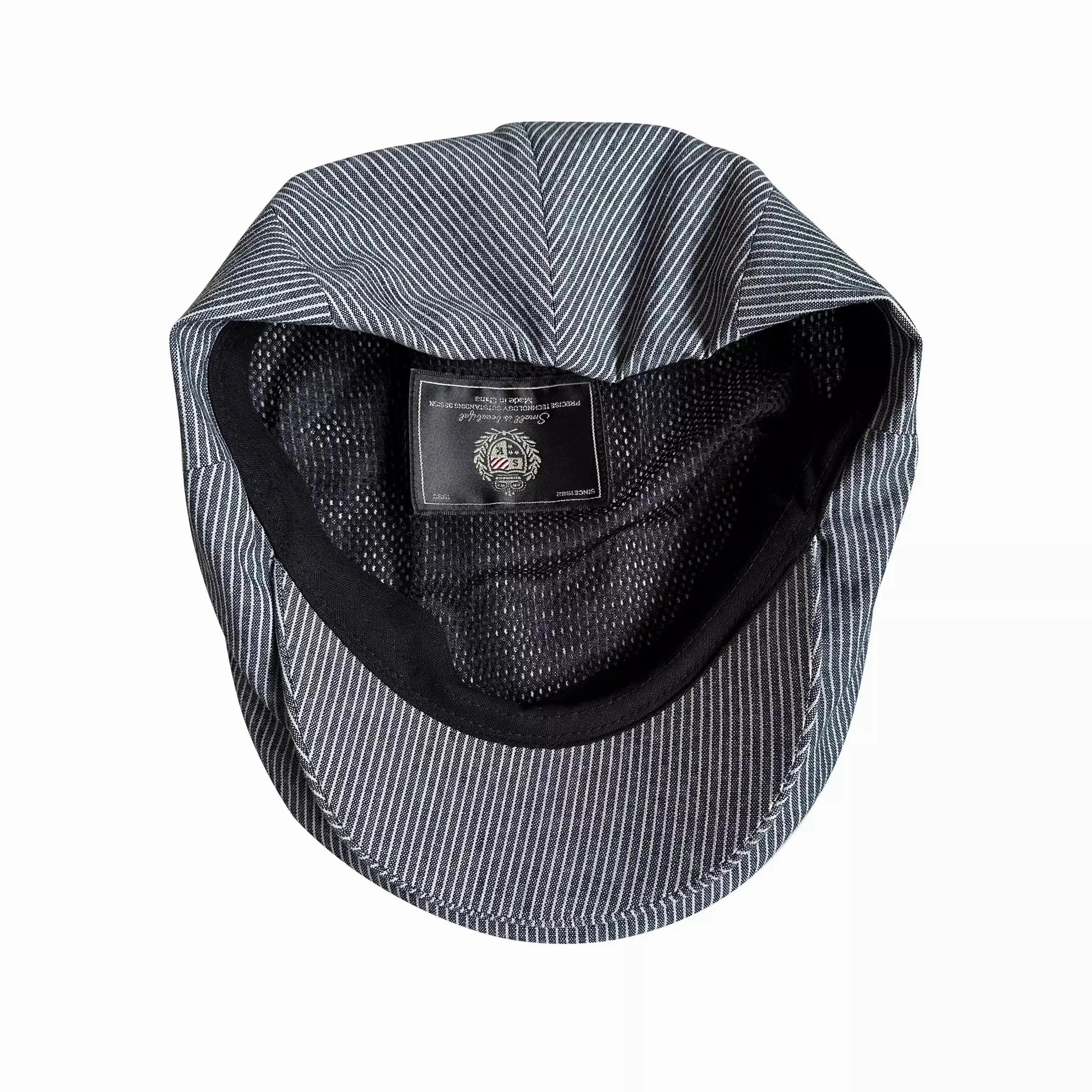 Jersey Gray Striped Linen Flat Cap