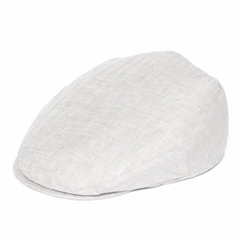 JM Herringbone Linen Flat Cap