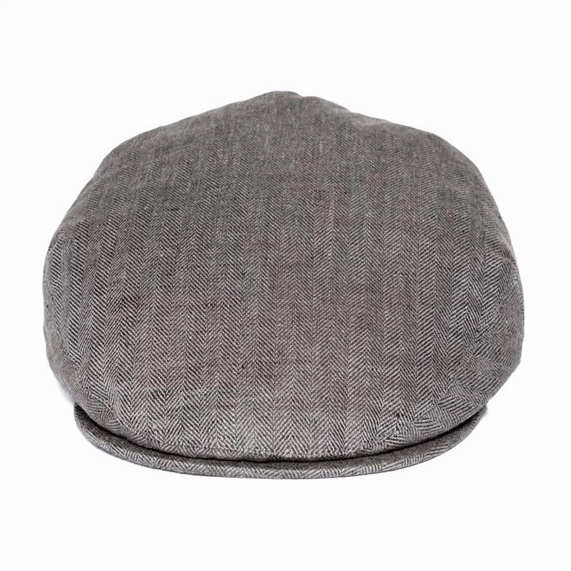 JM Herringbone Linen Flat Cap