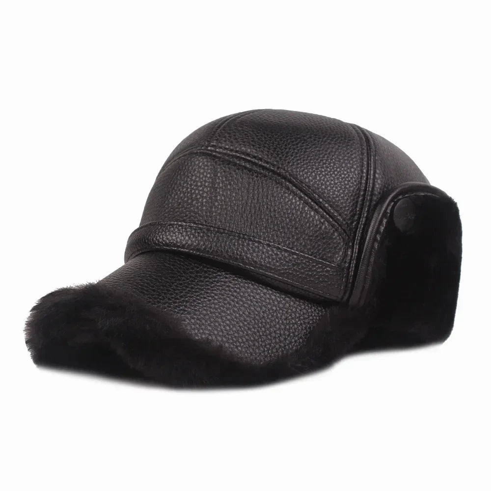 Kazan Winter Earflaps Leather Baseball Cap