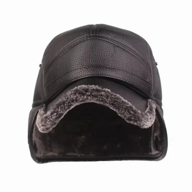 Kazan Winter Earflaps Leather Baseball Cap