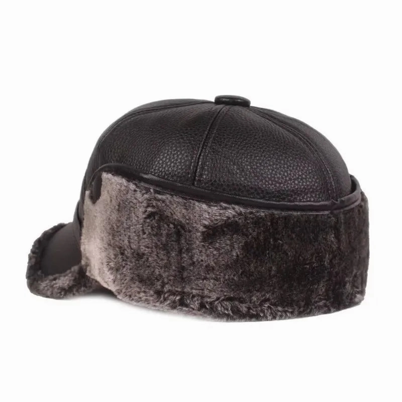 Kazan Winter Earflaps Leather Baseball Cap