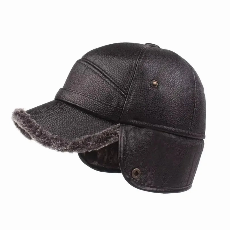 Kazan Winter Earflaps Leather Baseball Cap