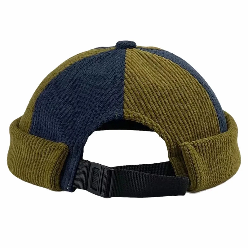 Khaki & Navy Corduroy Docker Cap