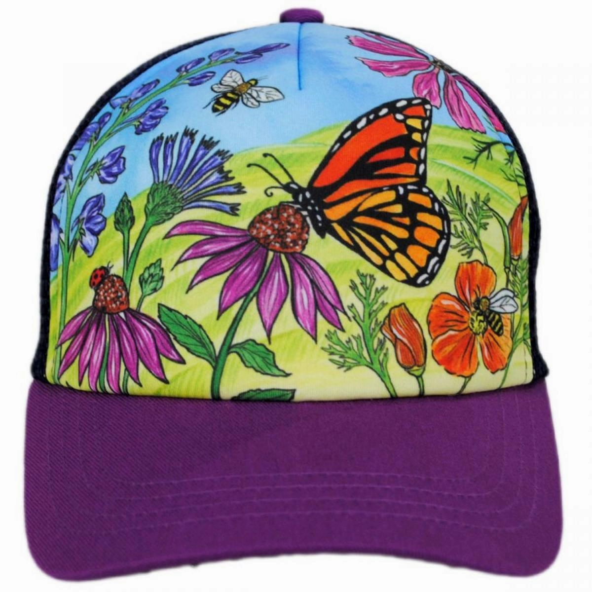Kid's Butterfly and Bees Trucker Snapback Baseball Cap