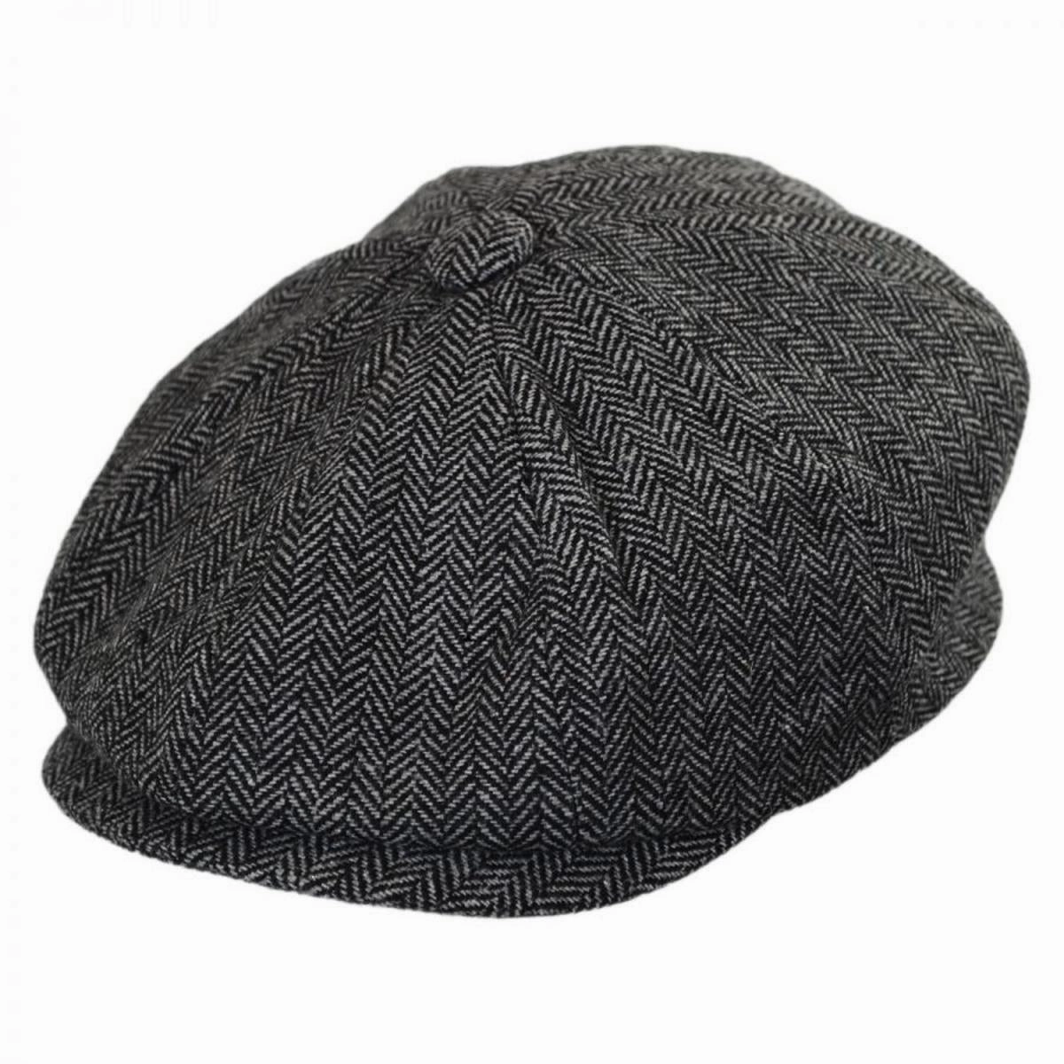 Kid's Herringbone Wool Blend Newsboy Cap