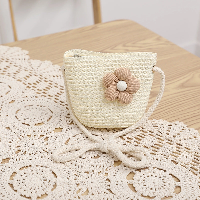 Kids Hat Girls' Summer Fisherman Straw Bag Set Stylish Cute Floral Sun