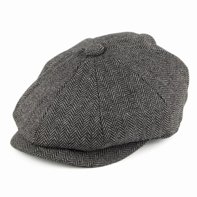 Kids Herringbone Newsboy Cap - Charcoal