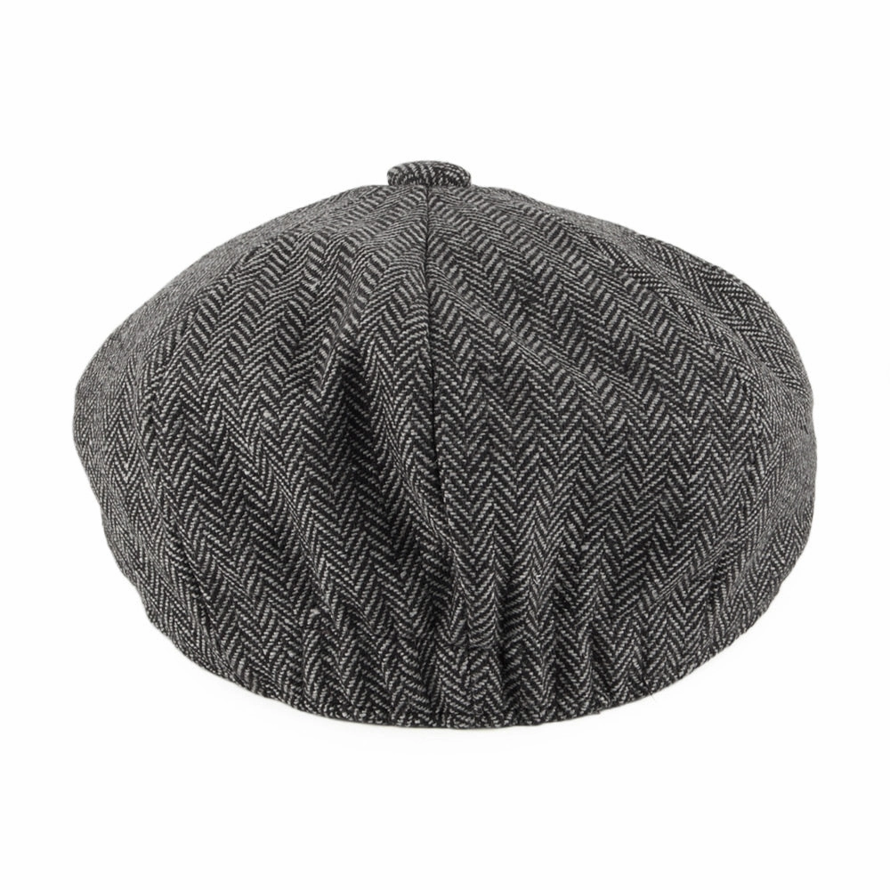 Kids Herringbone Newsboy Cap - Charcoal