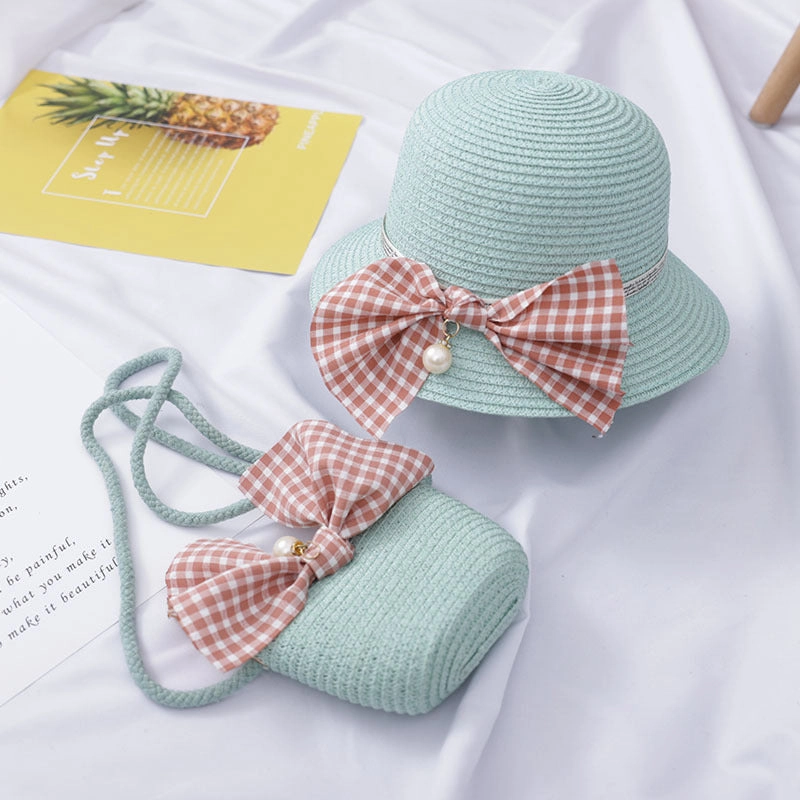 Kids Straw Hat Bag Set Summer Girls' Crossbody Princess Sun Protection