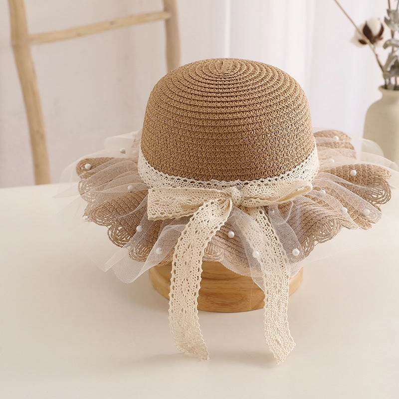 Kids Sun Hat Family Straw Cute Princess Summer Baby Beach Bag