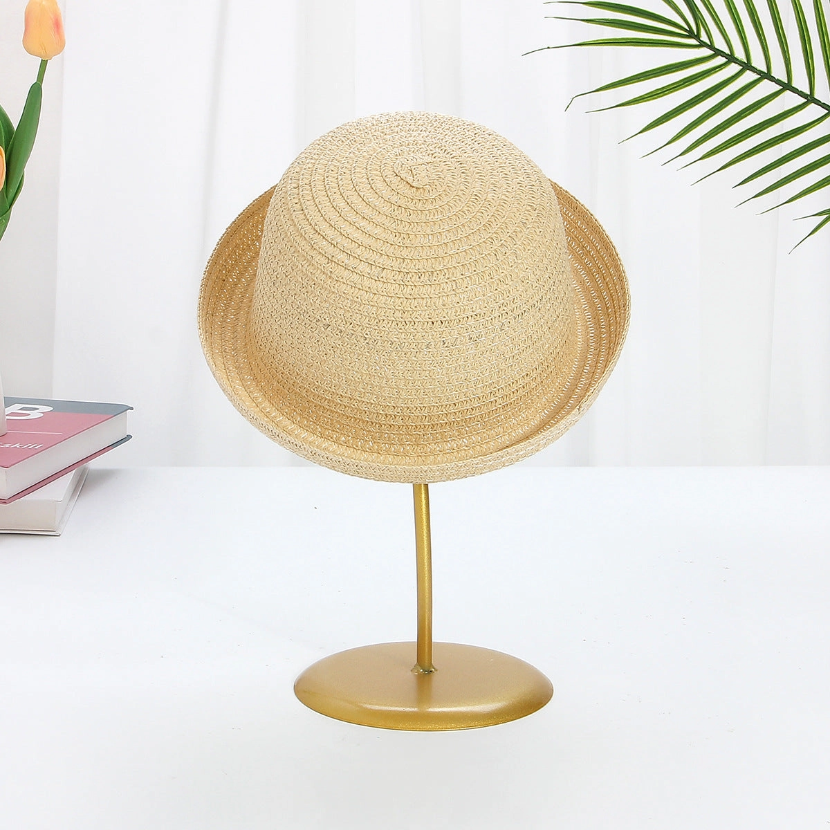 Kids Windproof Straw Hat Flared Brim Stylish Sun Protection