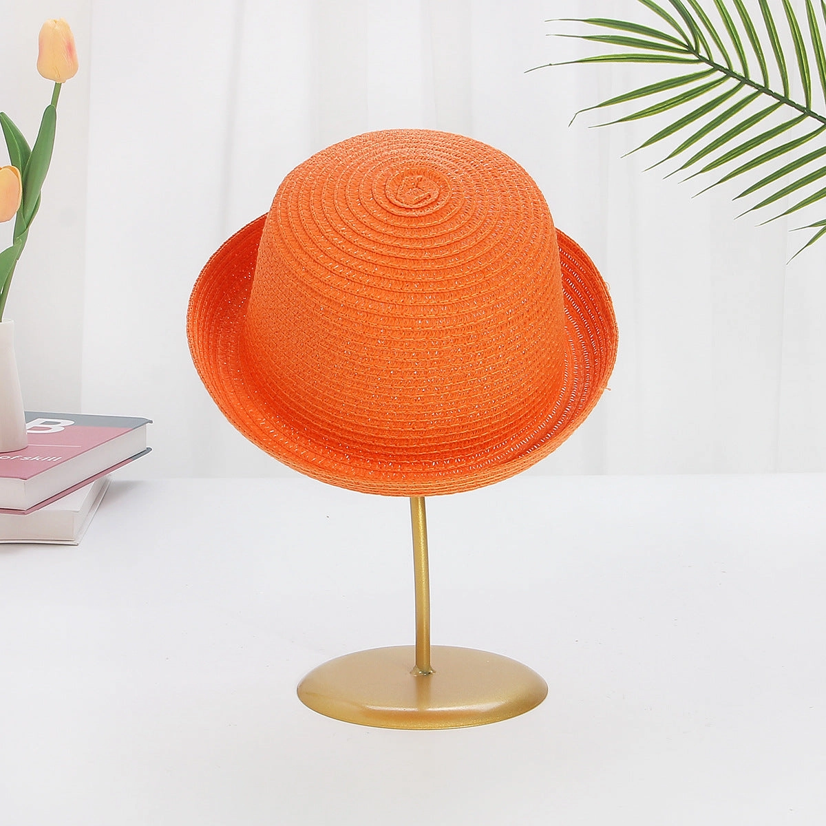Kids Windproof Straw Hat Flared Brim Stylish Sun Protection