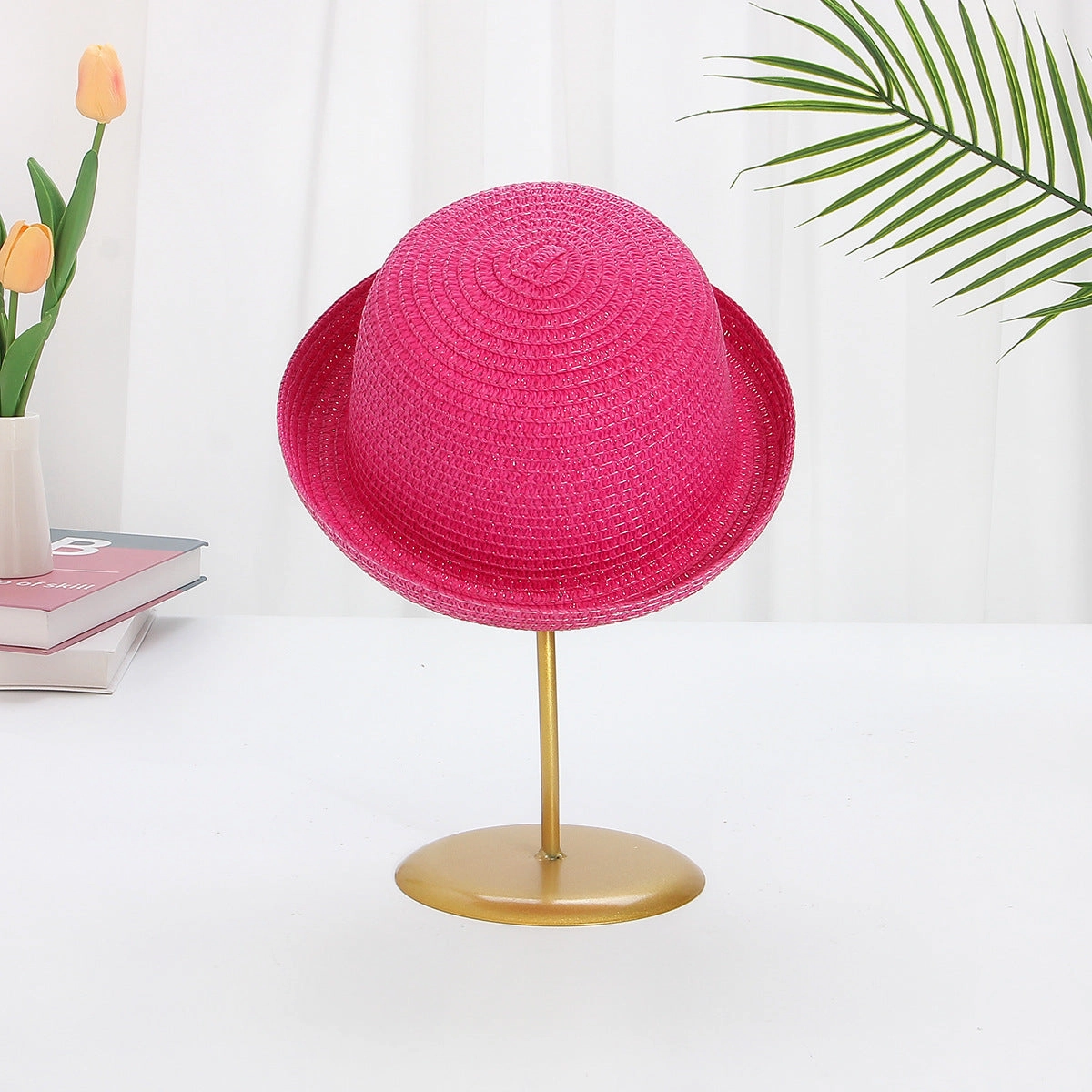 Kids Windproof Straw Hat Flared Brim Stylish Sun Protection