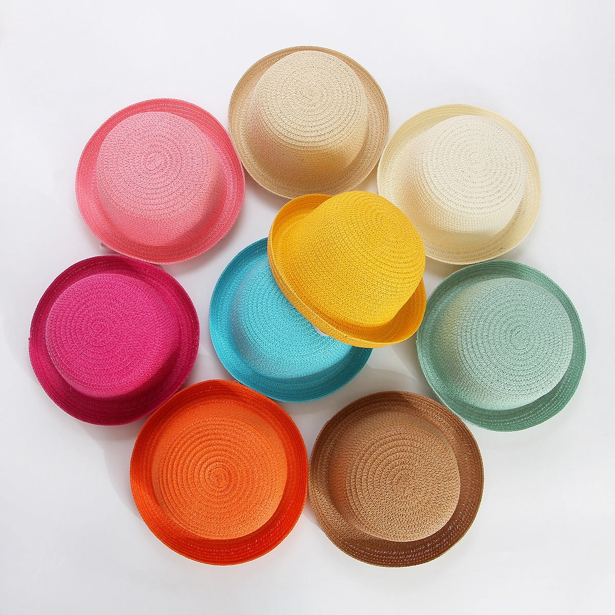 Kids Windproof Straw Hat Flared Brim Stylish Sun Protection