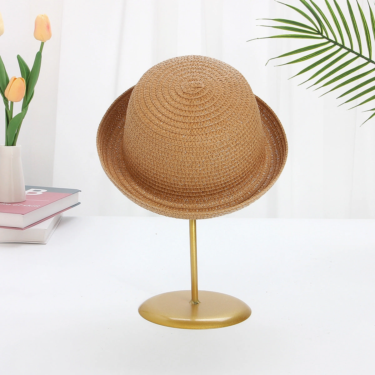 Kids Windproof Straw Hat Flared Brim Stylish Sun Protection