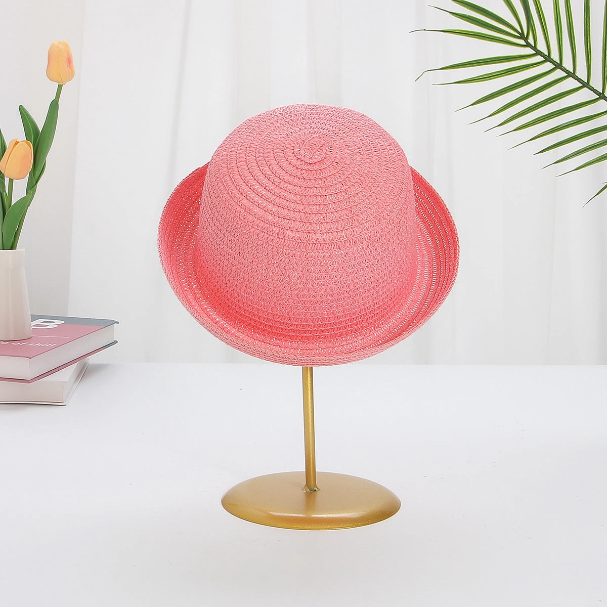 Kids Windproof Straw Hat Flared Brim Stylish Sun Protection