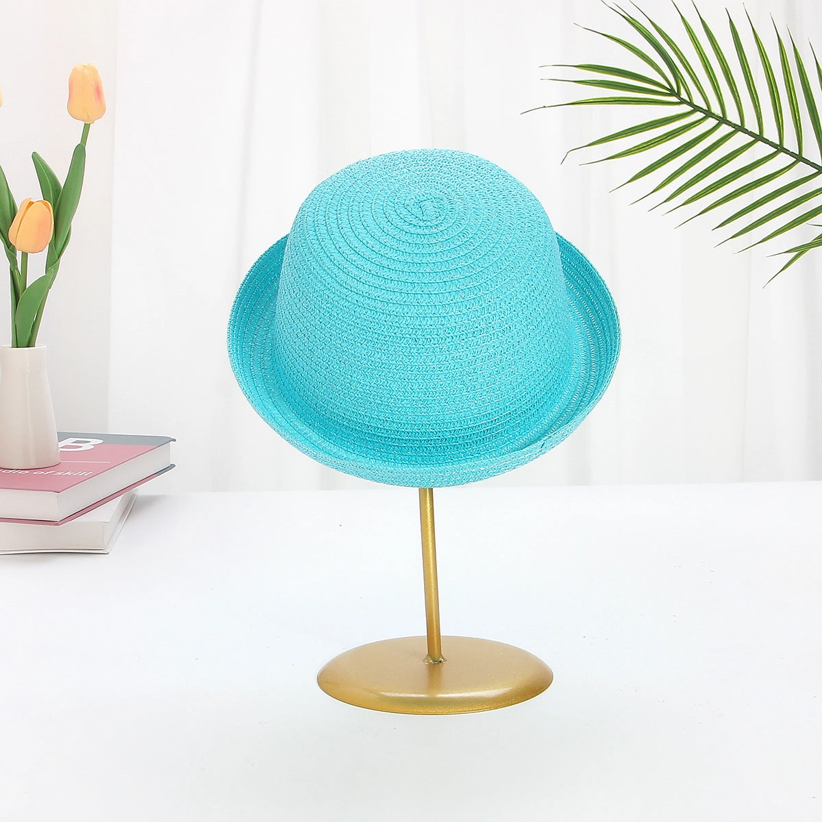 Kids Windproof Straw Hat Flared Brim Stylish Sun Protection