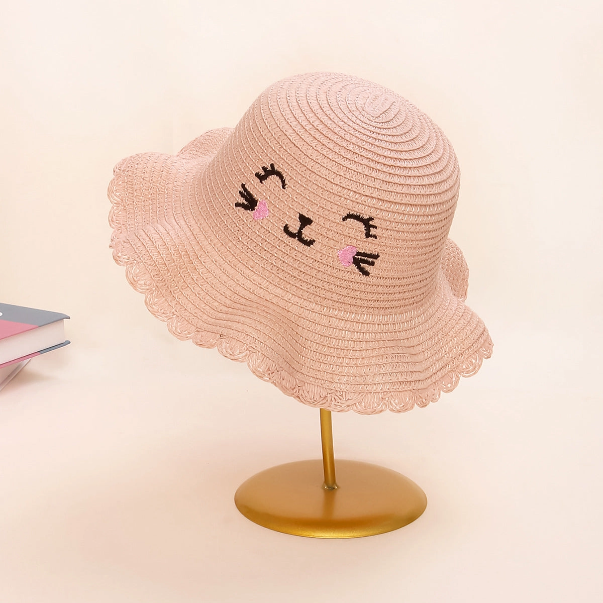 Kitten Straw Hat Kids Woven Sun Protection Summer