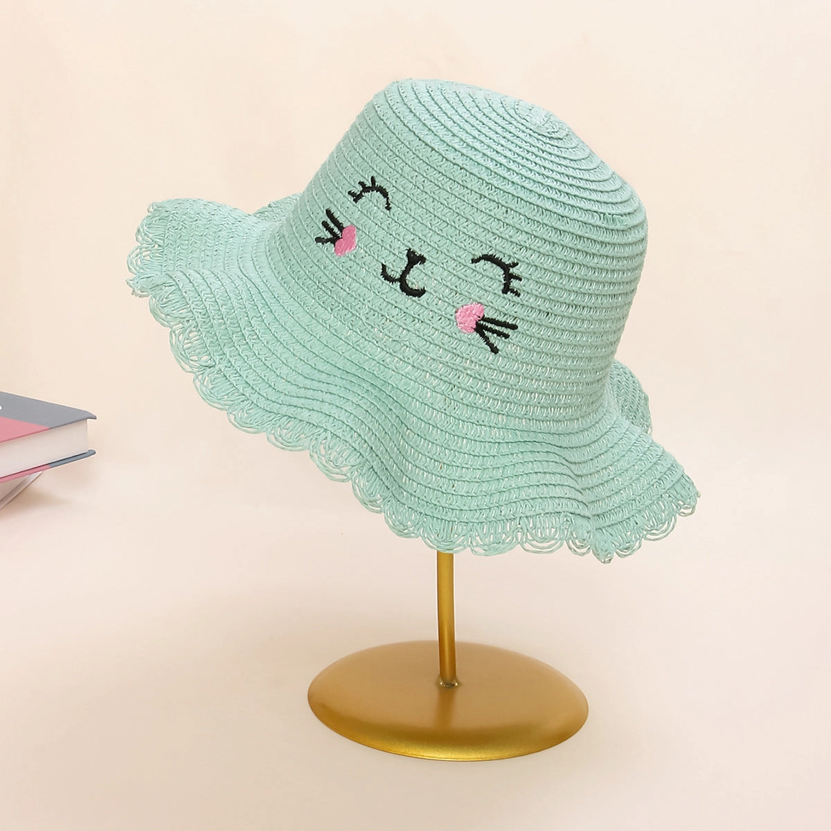 Kitten Straw Hat Kids Woven Sun Protection Summer