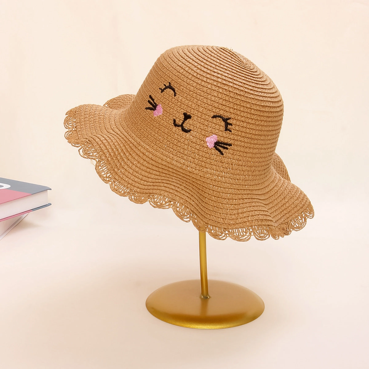 Kitten Straw Hat Kids Woven Sun Protection Summer