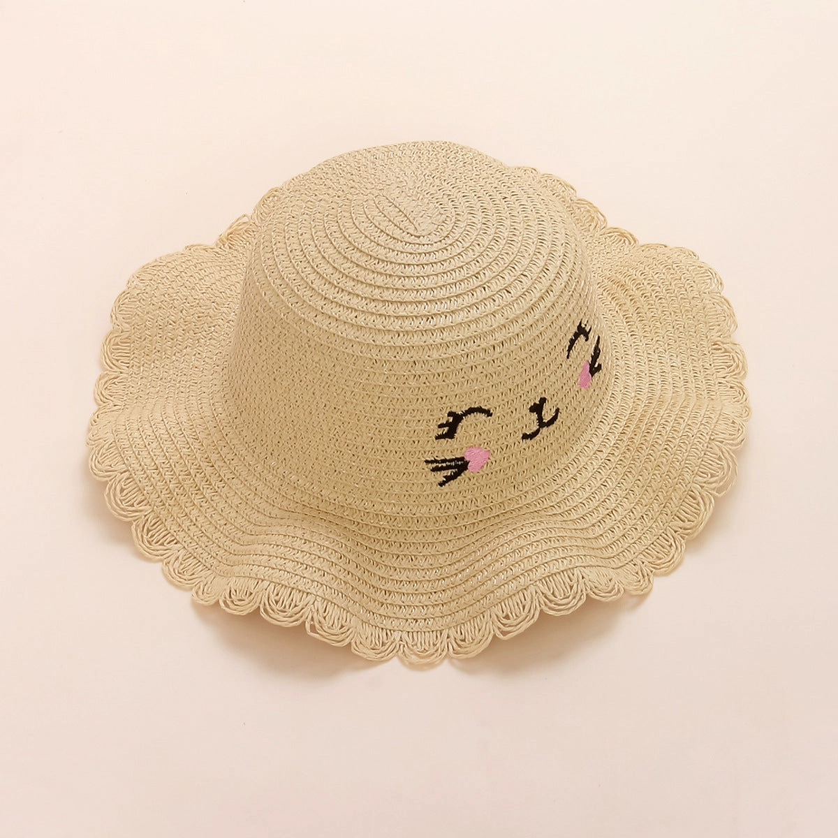 Kitten Straw Hat Kids Woven Sun Protection Summer