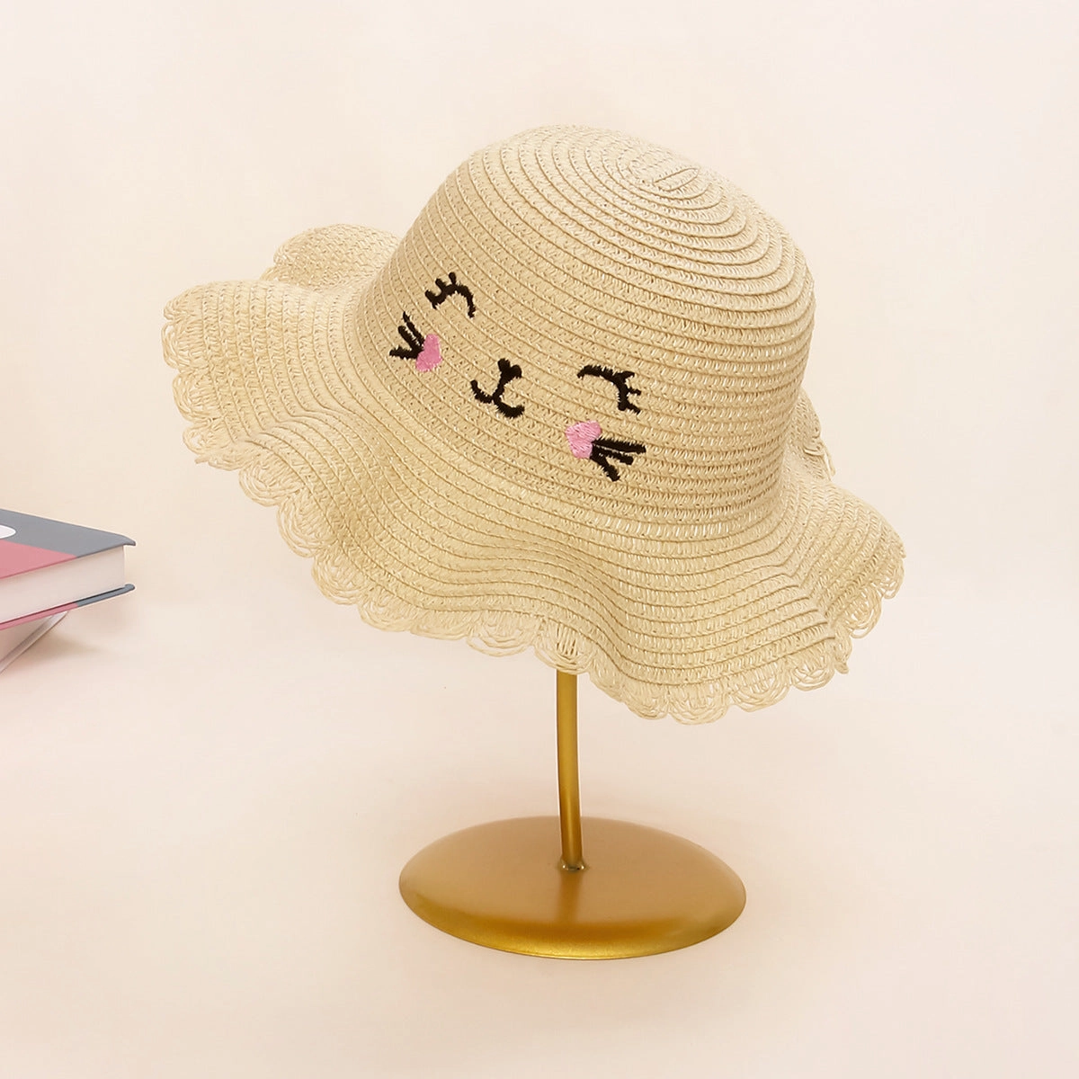 Kitten Straw Hat Kids Woven Sun Protection Summer