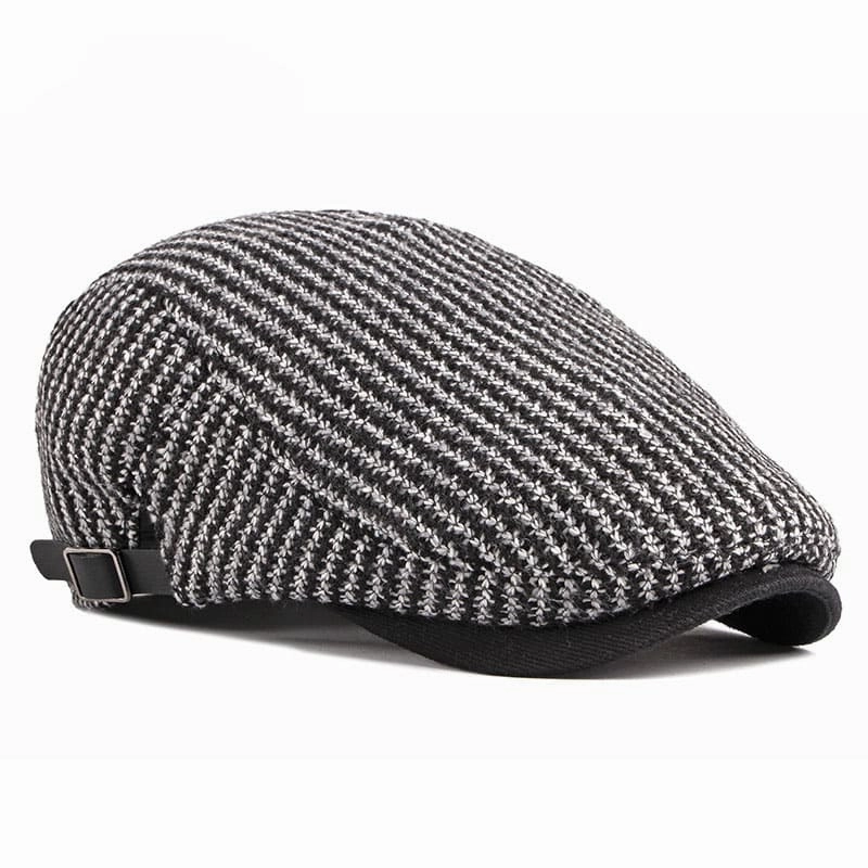 Knitted Striped Cotton Flat Cap