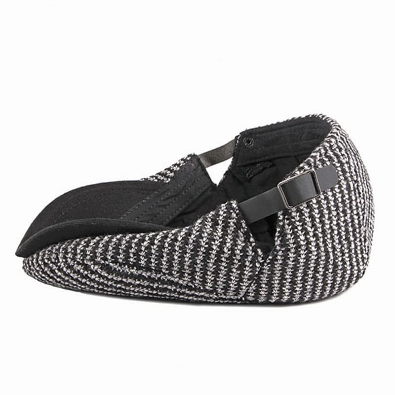 Knitted Striped Cotton Flat Cap