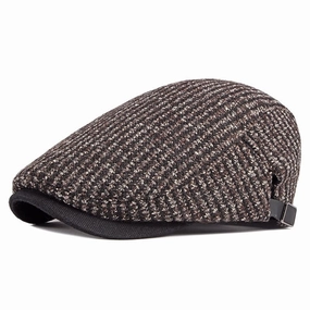 Knitted Striped Cotton Flat Cap