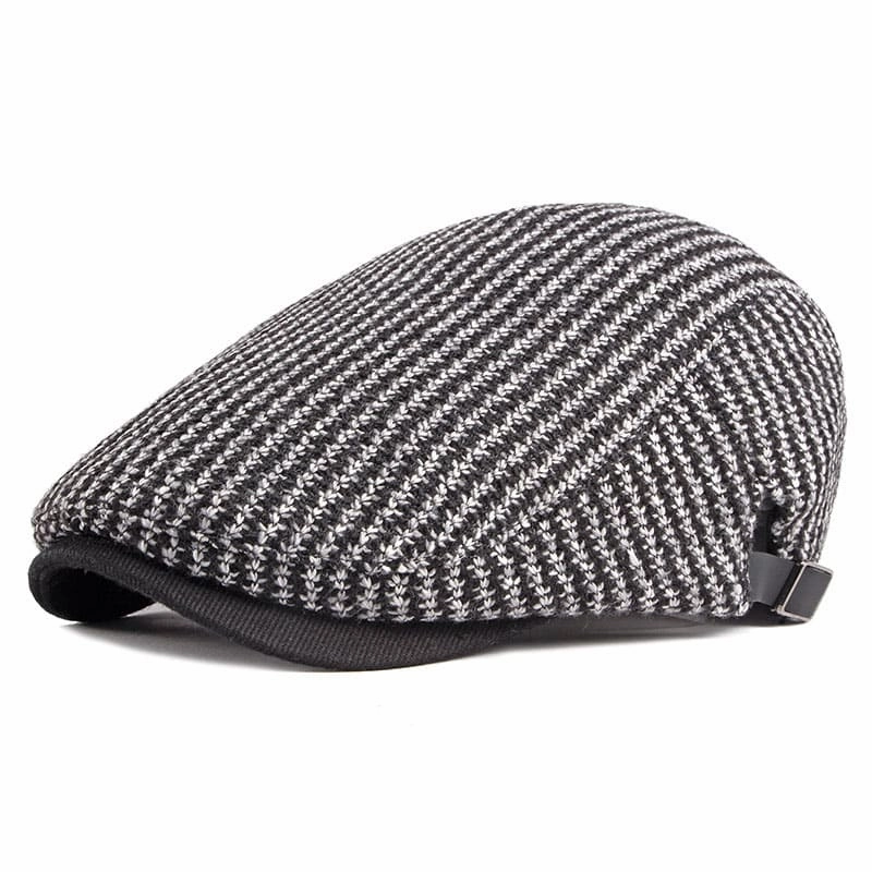 Knitted Striped Cotton Flat Cap