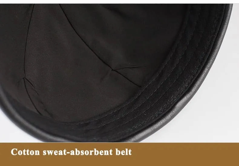 Knurled Black Genuine Leather Docker Cap