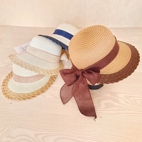 Korean Colorblock Bow Beach Vacation UV Viral Streetwear Versatile Sun Hat