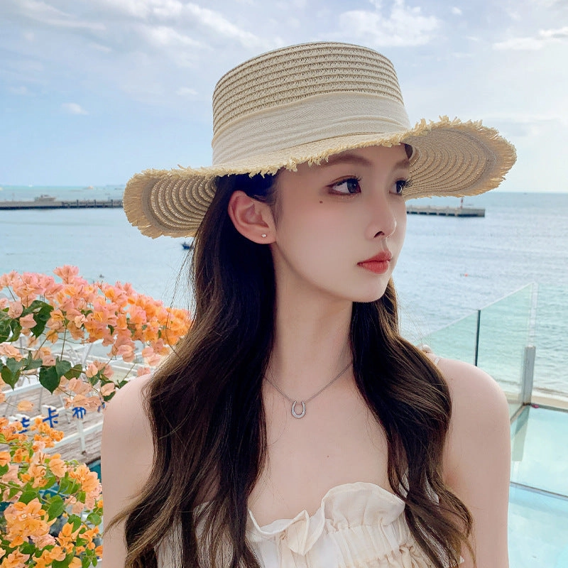 Korean Spring Autumn New Women's Ribbon Versatile Breathable Sun Wide Brim