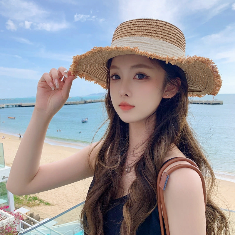 Korean Spring Autumn New Women's Ribbon Versatile Breathable Sun Wide Brim
