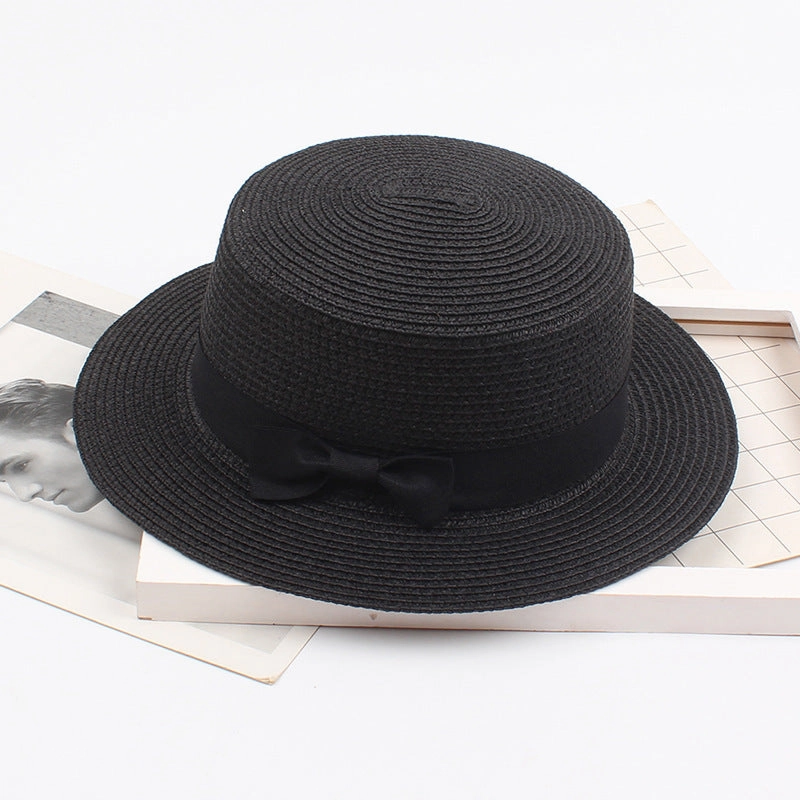 Korean Vintage Straw Hat with Bow
