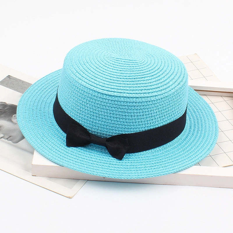 Korean Vintage Straw Hat with Bow