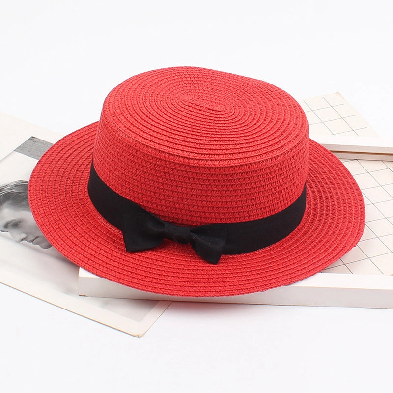 Korean Vintage Straw Hat with Bow