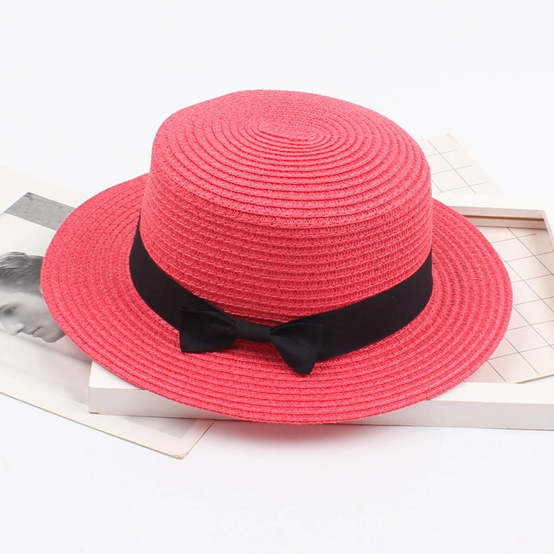 Korean Vintage Straw Hat with Bow