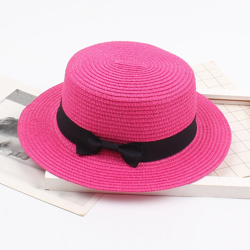 Korean Vintage Straw Hat with Bow