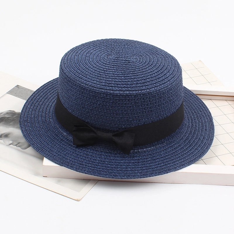 Korean Vintage Straw Hat with Bow