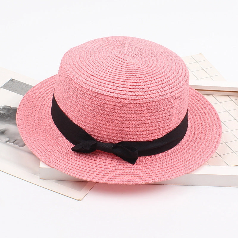 Korean Vintage Straw Hat with Bow
