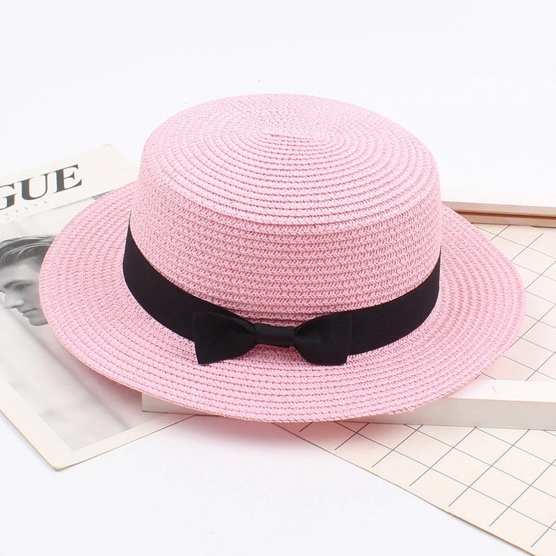 Korean Vintage Straw Hat with Bow