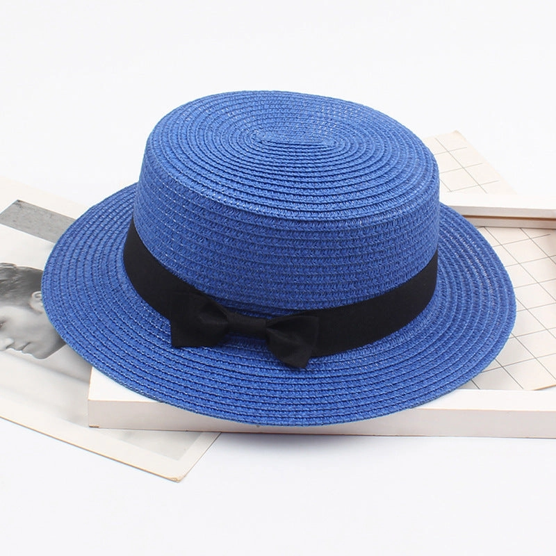 Korean Vintage Straw Hat with Bow