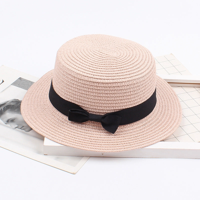 Korean Vintage Straw Hat with Bow