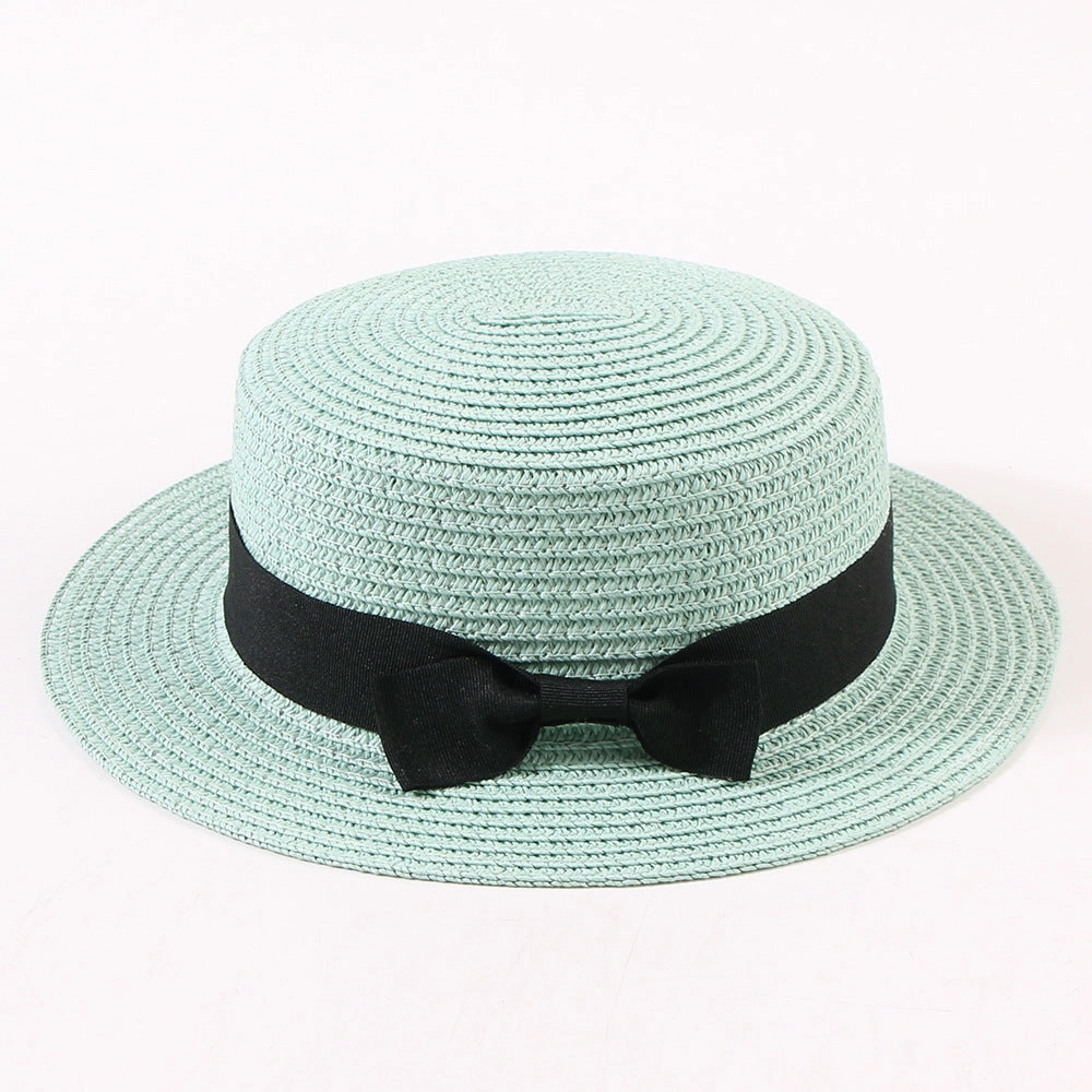 Korean Vintage Straw Hat with Bow