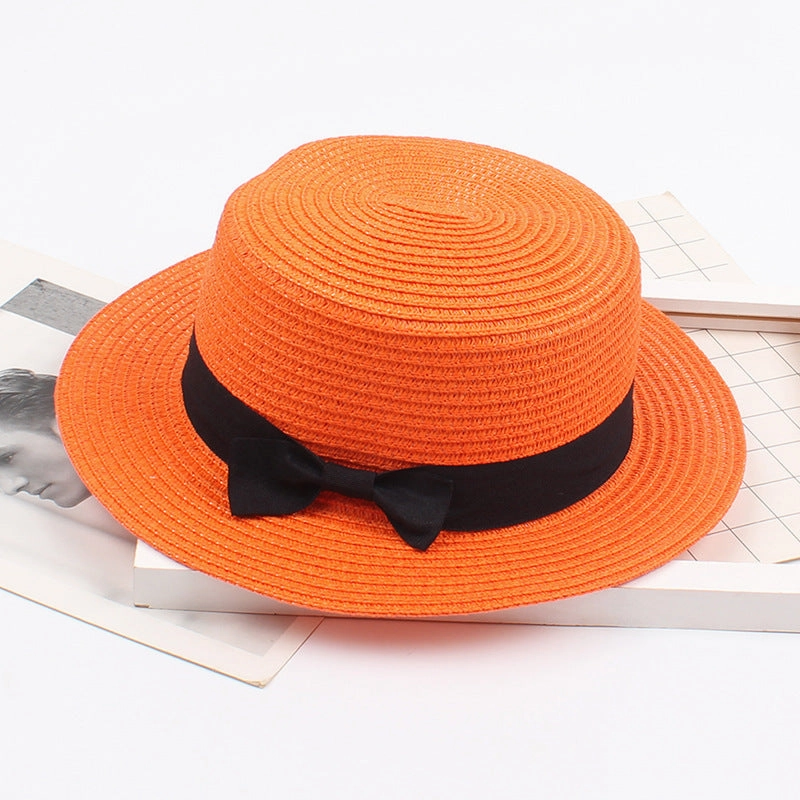 Korean Vintage Straw Hat with Bow