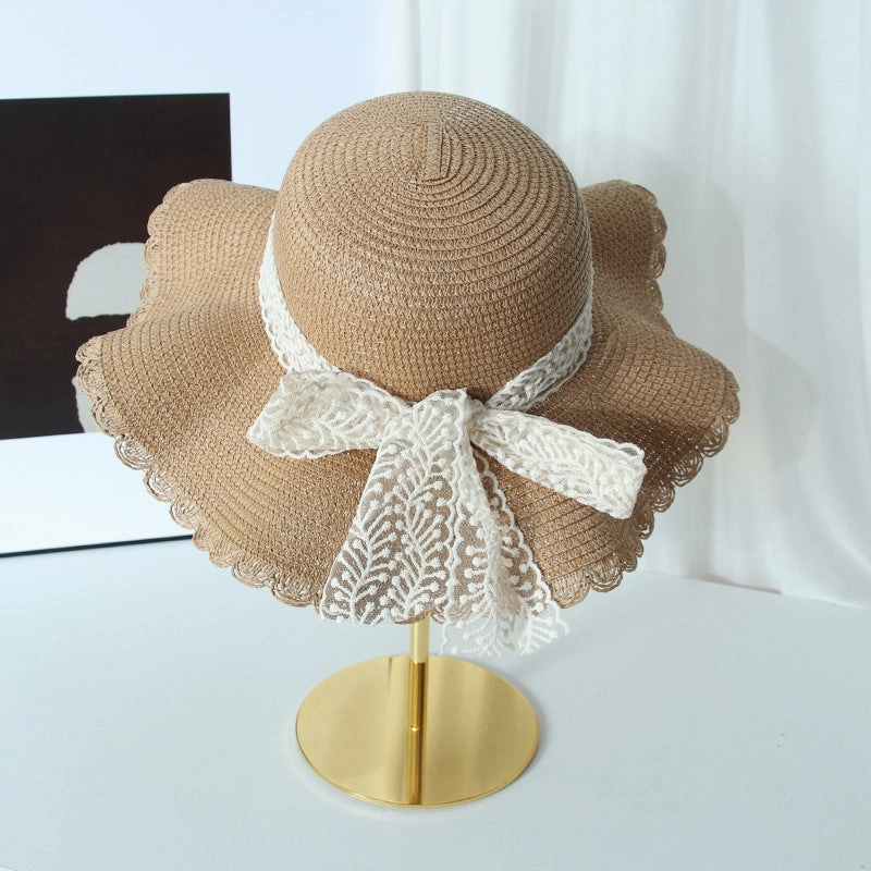 Lace Hat Trend Summer Sun Bow Wide Brim Beach