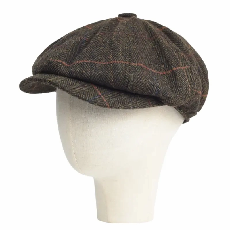 Lancashire Plaid Wool Newsboy Cap